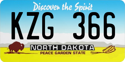 ND license plate KZG366