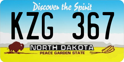 ND license plate KZG367