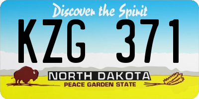 ND license plate KZG371