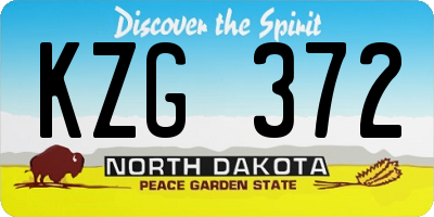 ND license plate KZG372