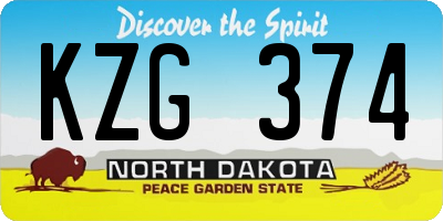 ND license plate KZG374