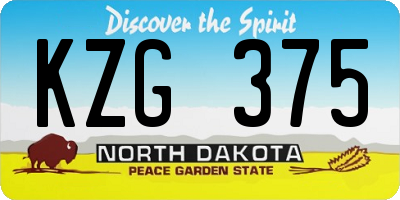 ND license plate KZG375