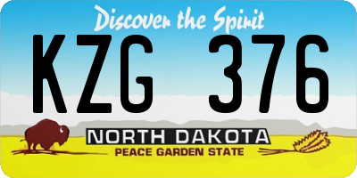 ND license plate KZG376