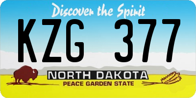 ND license plate KZG377
