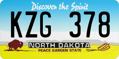 ND license plate KZG378