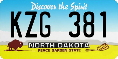 ND license plate KZG381