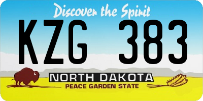 ND license plate KZG383