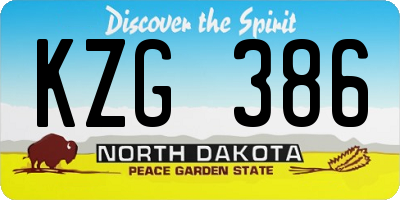 ND license plate KZG386
