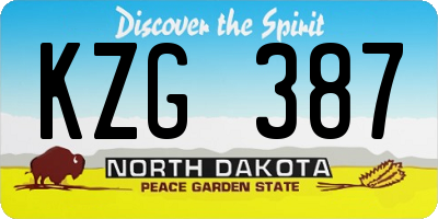 ND license plate KZG387