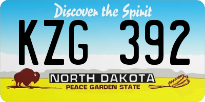 ND license plate KZG392