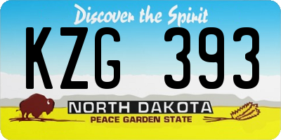 ND license plate KZG393