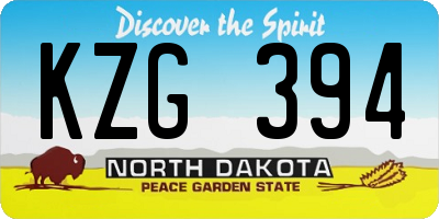 ND license plate KZG394