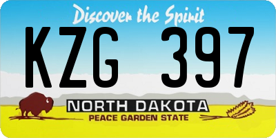 ND license plate KZG397