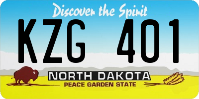 ND license plate KZG401