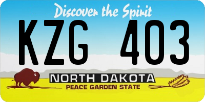 ND license plate KZG403
