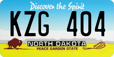 ND license plate KZG404