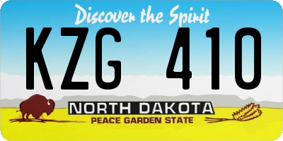 ND license plate KZG410