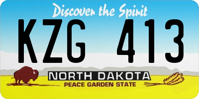ND license plate KZG413