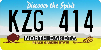 ND license plate KZG414