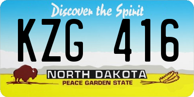 ND license plate KZG416