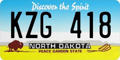 ND license plate KZG418