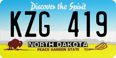 ND license plate KZG419