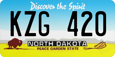 ND license plate KZG420
