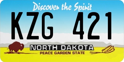 ND license plate KZG421