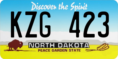 ND license plate KZG423
