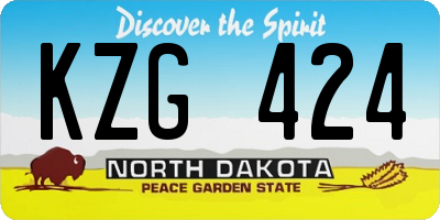 ND license plate KZG424