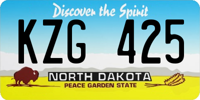 ND license plate KZG425