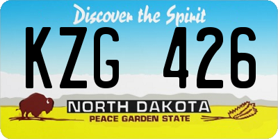 ND license plate KZG426