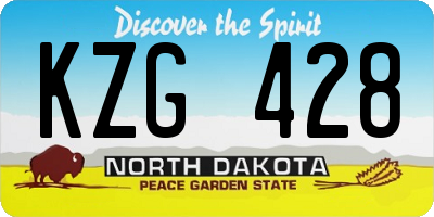 ND license plate KZG428
