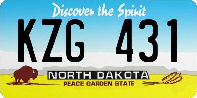 ND license plate KZG431