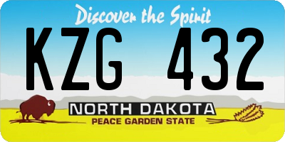 ND license plate KZG432