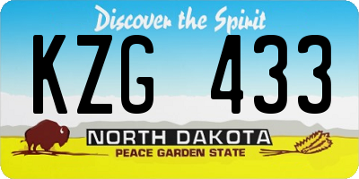 ND license plate KZG433