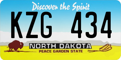 ND license plate KZG434