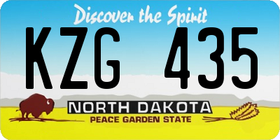 ND license plate KZG435