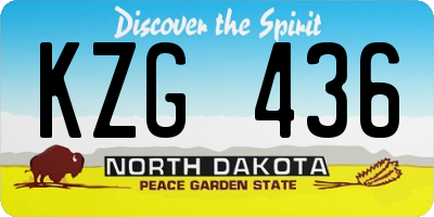 ND license plate KZG436