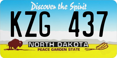 ND license plate KZG437