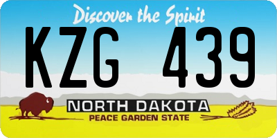 ND license plate KZG439
