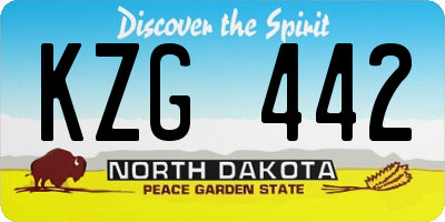 ND license plate KZG442