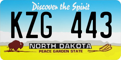 ND license plate KZG443