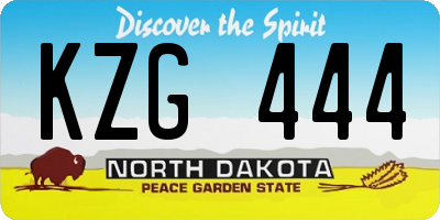 ND license plate KZG444