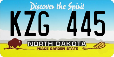 ND license plate KZG445