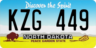 ND license plate KZG449