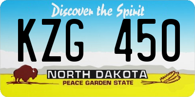 ND license plate KZG450