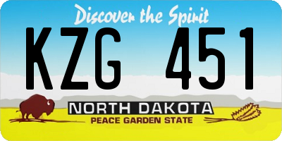 ND license plate KZG451