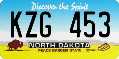 ND license plate KZG453