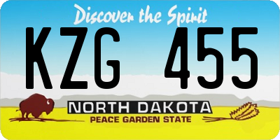 ND license plate KZG455